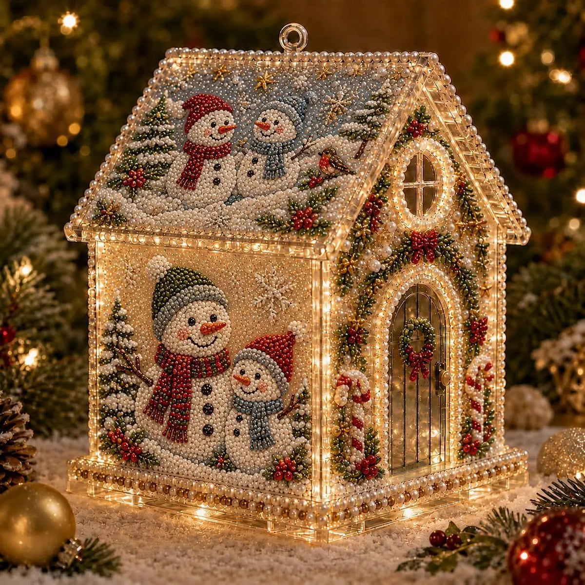 クリスマスハウス ダイヤモンドアート スノーマン LEDライト