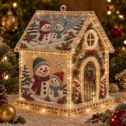 クリスマスハウス ダイヤモンドアート スノーマン LEDライト