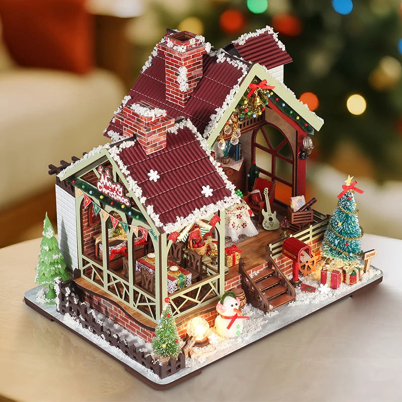 クリスマスハウス ミニチュア 斜めから